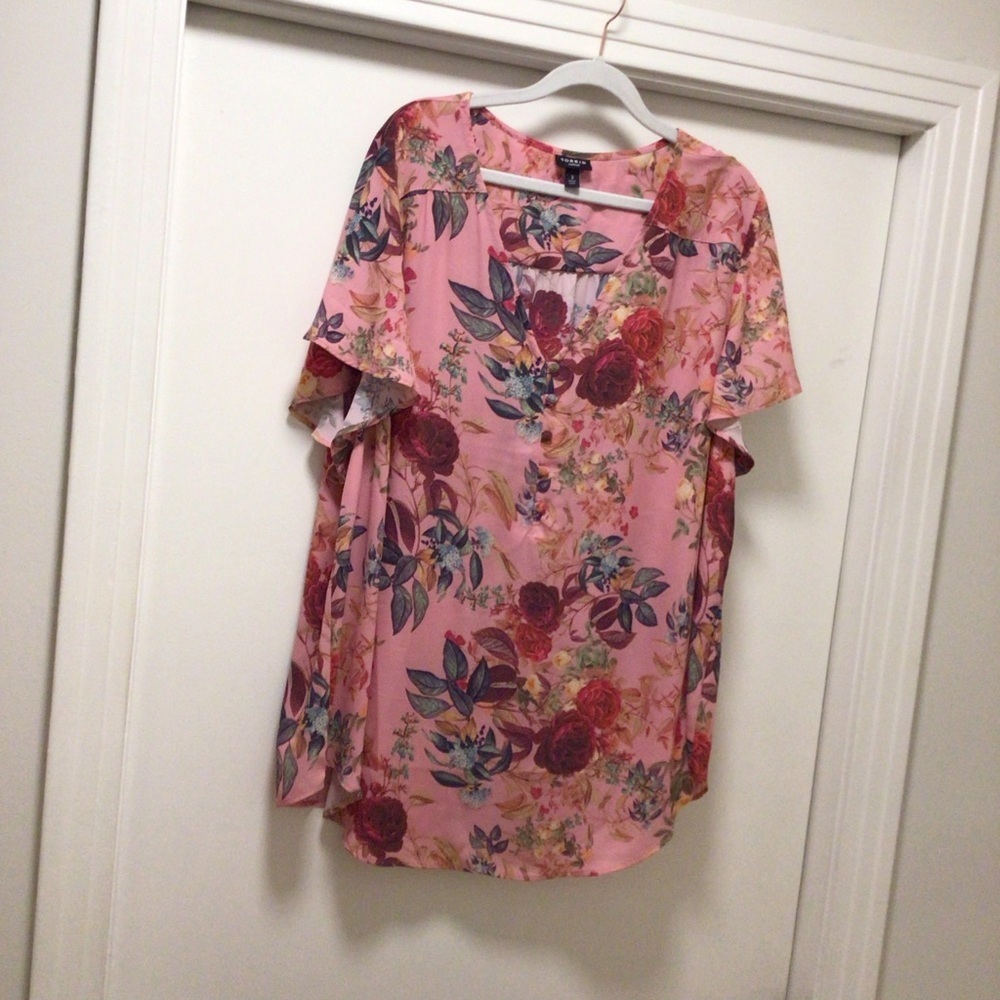 Womens Torrid Harper Georgette Pullover Flutter Sleeve Blouse